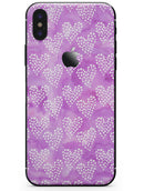 Micro Hearts Over Purple adn Piink Grunge Surface - iPhone X Skin-Kit