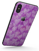 Micro Hearts Over Purple adn Piink Grunge Surface - iPhone X Skin-Kit