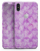 Micro Hearts Over Purple adn Piink Grunge Surface - iPhone X Skin-Kit