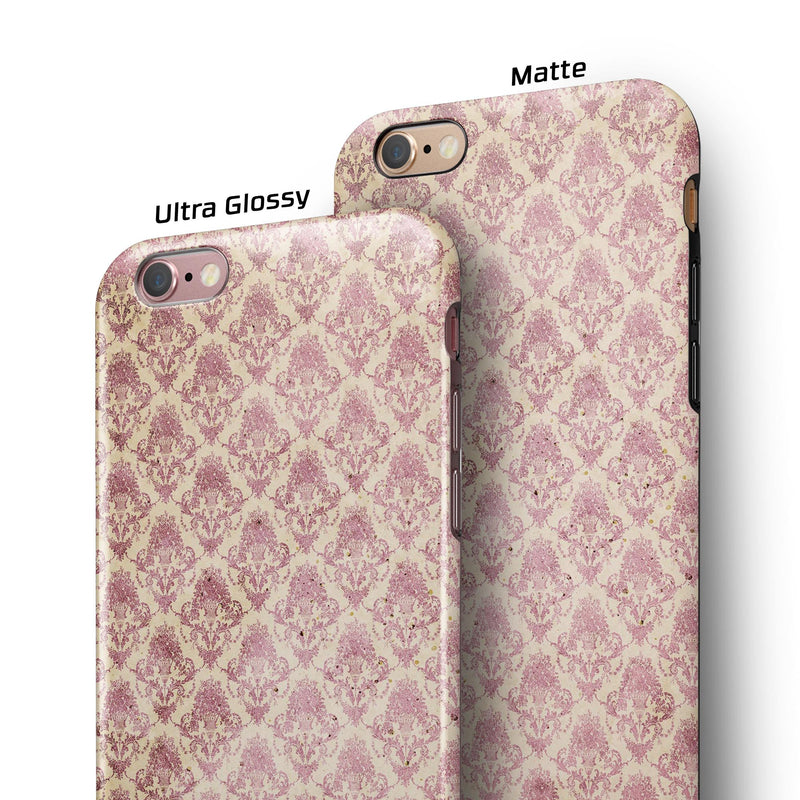 Micro Maroon and Faded Yellow Rococo Pattern iPhone 6/6s or 6/6s Plus 2-Piece Hybrid INK-Fuzed Case
