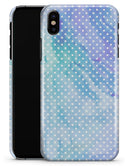 Micro Polka Dots Over Blue Watercolor Surface - iPhone X Clipit Case