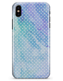 Micro Polka Dots Over Blue Watercolor Surface - iPhone X Clipit Case