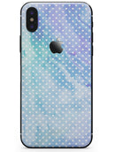 Micro Polka Dots Over Blue Watercolor Surface - iPhone X Skin-Kit