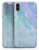 Micro Polka Dots Over Blue Watercolor Surface - iPhone X Skin-Kit