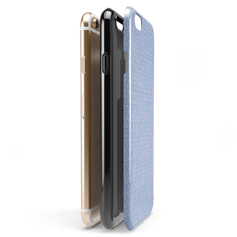 Micro Polka Dots Over Scratched Blue Fabric iPhone 6/6s or 6/6s Plus 2-Piece Hybrid INK-Fuzed Case