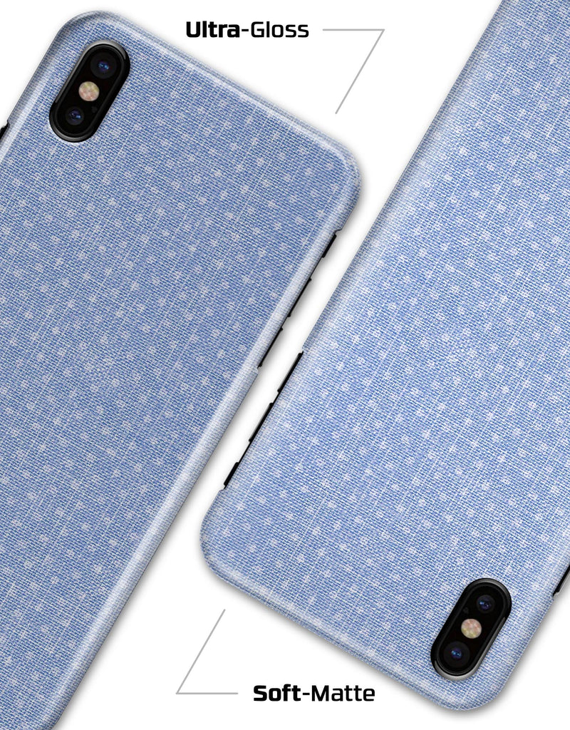Micro Polka Dots Over Scratched Blue Fabric - iPhone X Clipit Case