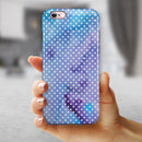Micro White Polka Dots Over Blue Watercolor Grunge iPhone 6/6s or 6/6s Plus 2-Piece Hybrid INK-Fuzed Case