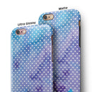Micro White Polka Dots Over Blue Watercolor Grunge iPhone 6/6s or 6/6s Plus 2-Piece Hybrid INK-Fuzed Case