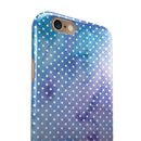 Micro White Polka Dots Over Blue Watercolor Grunge iPhone 6/6s or 6/6s Plus 2-Piece Hybrid INK-Fuzed Case