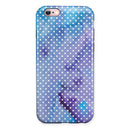 Micro White Polka Dots Over Blue Watercolor Grunge iPhone 6/6s or 6/6s Plus 2-Piece Hybrid INK-Fuzed Case