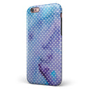 Micro White Polka Dots Over Blue Watercolor Grunge iPhone 6/6s or 6/6s Plus 2-Piece Hybrid INK-Fuzed Case