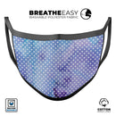 Micro White Polka Dots Over Blue Watercolor Grunge - Made in USA Mouth Cover Unisex Anti-Dust Cotton Blend Reusable & Washable Face Mask with Adjustable Sizing for Adult or Child