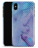 Micro White Polka Dots Over Blue Watercolor Grunge - iPhone X Clipit Case