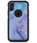 Micro White Polka Dots Over Blue Watercolor Grunge - iPhone X OtterBox Case & Skin Kits