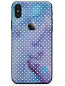 Micro White Polka Dots Over Blue Watercolor Grunge - iPhone X Skin-Kit