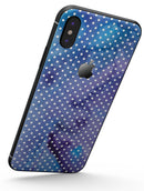 Micro White Polka Dots Over Blue Watercolor Grunge - iPhone X Skin-Kit