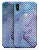Micro White Polka Dots Over Blue Watercolor Grunge - iPhone X Skin-Kit