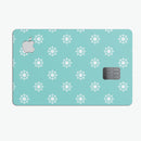 Micro White Ship Wheels Over Teal - Premium Protective Decal Skin-Kit for the Apple Credit Card