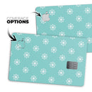 Micro White Ship Wheels Over Teal - Premium Protective Decal Skin-Kit for the Apple Credit Card