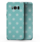 Micro White Ship Wheels Over Teal - Samsung Galaxy S8 Full-Body Skin Kit