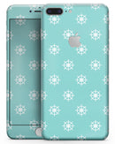 Micro White Ship Wheels Over Teal - Skin-kit for the iPhone 8 or 8 Plus