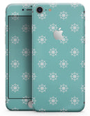 Micro White Ship Wheels Over Teal - Skin-kit for the iPhone 8 or 8 Plus