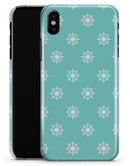Micro White Ship Wheels Over Teal - iPhone X Clipit Case