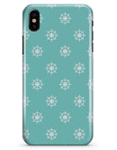Micro White Ship Wheels Over Teal - iPhone X Clipit Case