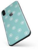 Micro White Ship Wheels Over Teal - iPhone X Skin-Kit