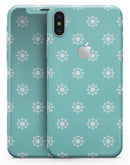 Micro White Ship Wheels Over Teal - iPhone X Skin-Kit