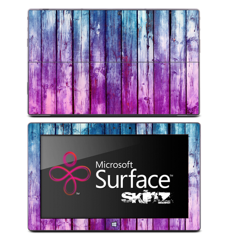 Blue & Purple Vertical Wood Skin for the Microsoft Surface