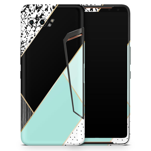 Minimalistic Mint and Gold Striped V1 - Full Body Skin Decal Wrap Kit for Asus Phones