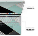 Minimalistic Mint and Gold Striped V1 // Skin Decal Wrap Kit Compatible with the Apple MacBook Pro, Pro with Touch Bar or Air (11, 12, 13, 15 & 16" - All Versions Available)