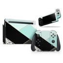 Minimalistic Mint and Gold Striped V1 - Vinyl Skin Wrap for Nintendo Switch 2, OLED, Lite, Pro Controller, Wii & Classic Handhelds