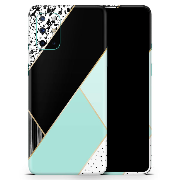 Minimalistic Mint and Gold Striped V1 - Full Body Skin Decal Wrap Kit for OnePlus Phones