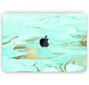 Mint Marble & Digital Gold Foil V11 - Skin Decal Wrap Kit Compatible with the Apple MacBook Pro, Pro with Touch Bar or Air (11", 12", 13", 15" & 16" - All Versions Available)
