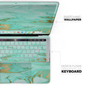 Mint Marble & Digital Gold Foil V11 - Skin Decal Wrap Kit Compatible with the Apple MacBook Pro, Pro with Touch Bar or Air (11", 12", 13", 15" & 16" - All Versions Available)