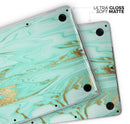 Mint Marble & Digital Gold Foil V11 - Skin Decal Wrap Kit Compatible with the Apple MacBook Pro, Pro with Touch Bar or Air (11", 12", 13", 15" & 16" - All Versions Available)