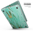 Mint Marble & Digital Gold Foil V11 - Skin Decal Wrap Kit Compatible with the Apple MacBook Pro, Pro with Touch Bar or Air (11", 12", 13", 15" & 16" - All Versions Available)