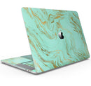 Mint Marble & Digital Gold Foil V12 - Skin Decal Wrap Kit Compatible with the Apple MacBook Pro, Pro with Touch Bar or Air (11", 12", 13", 15" & 16" - All Versions Available)