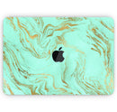 Mint Marble & Digital Gold Foil V12 - Skin Decal Wrap Kit Compatible with the Apple MacBook Pro, Pro with Touch Bar or Air (11", 12", 13", 15" & 16" - All Versions Available)