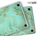Mint Marble & Digital Gold Foil V12 - Skin Decal Wrap Kit Compatible with the Apple MacBook Pro, Pro with Touch Bar or Air (11", 12", 13", 15" & 16" - All Versions Available)