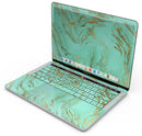 Mint Marble & Digital Gold Foil V12 - Skin Decal Wrap Kit Compatible with the Apple MacBook Pro, Pro with Touch Bar or Air (11", 12", 13", 15" & 16" - All Versions Available)