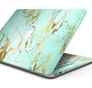 Mint Marble & Digital Gold Foil V1 - Skin Decal Wrap Kit Compatible with the Apple MacBook Pro, Pro with Touch Bar or Air (11", 12", 13", 15" & 16" - All Versions Available)