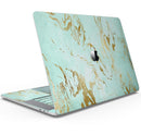 Mint Marble & Digital Gold Foil V1 - Skin Decal Wrap Kit Compatible with the Apple MacBook Pro, Pro with Touch Bar or Air (11", 12", 13", 15" & 16" - All Versions Available)