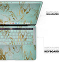 Mint Marble & Digital Gold Foil V1 - Skin Decal Wrap Kit Compatible with the Apple MacBook Pro, Pro with Touch Bar or Air (11", 12", 13", 15" & 16" - All Versions Available)