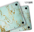 Mint Marble & Digital Gold Foil V1 - Skin Decal Wrap Kit Compatible with the Apple MacBook Pro, Pro with Touch Bar or Air (11", 12", 13", 15" & 16" - All Versions Available)