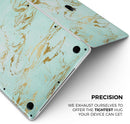 Mint Marble & Digital Gold Foil V1 - Skin Decal Wrap Kit Compatible with the Apple MacBook Pro, Pro with Touch Bar or Air (11", 12", 13", 15" & 16" - All Versions Available)