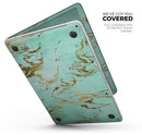 Mint Marble & Digital Gold Foil V1 - Skin Decal Wrap Kit Compatible with the Apple MacBook Pro, Pro with Touch Bar or Air (11", 12", 13", 15" & 16" - All Versions Available)