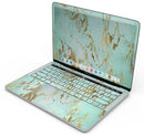 Mint Marble & Digital Gold Foil V1 - Skin Decal Wrap Kit Compatible with the Apple MacBook Pro, Pro with Touch Bar or Air (11", 12", 13", 15" & 16" - All Versions Available)